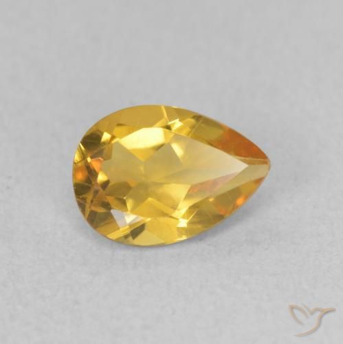 Citrino Dorado medio natural de 0.66 ct, En forma de pera, VVS-VS