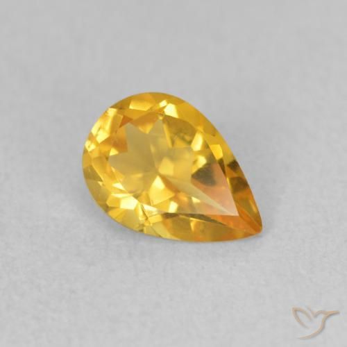 Citrino Dorado natural de 0.59 ct, En forma de pera, VVS-VS