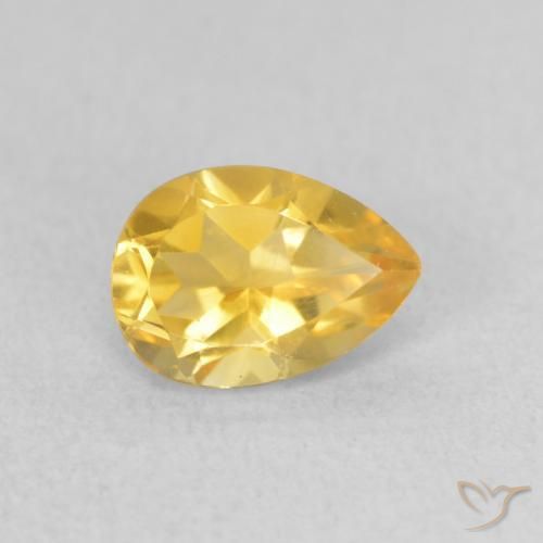 Citrino Naranja dorado natural de 0.71 ct, En forma de pera, VS