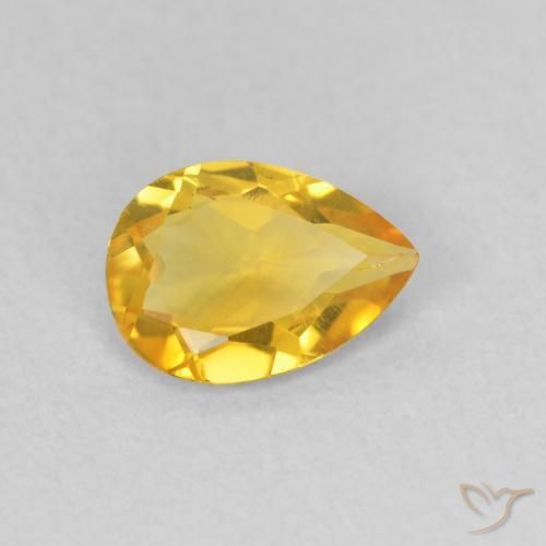 Citrino Naranja dorado natural de 0.61 ct, En forma de pera, VVS-VS