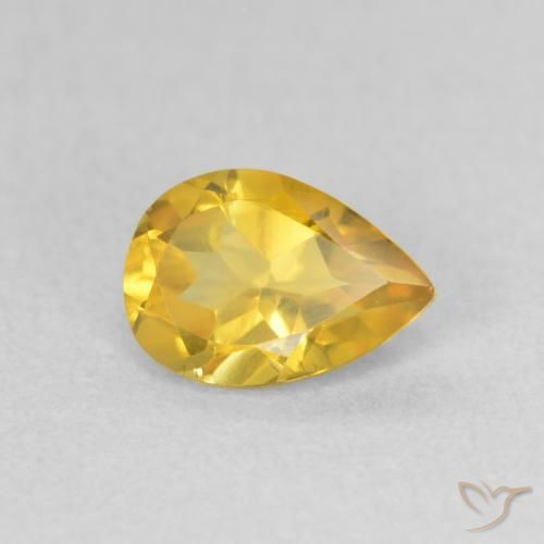 Citrino Dorado medio natural de 0.65 ct, En forma de pera, VVS-VS