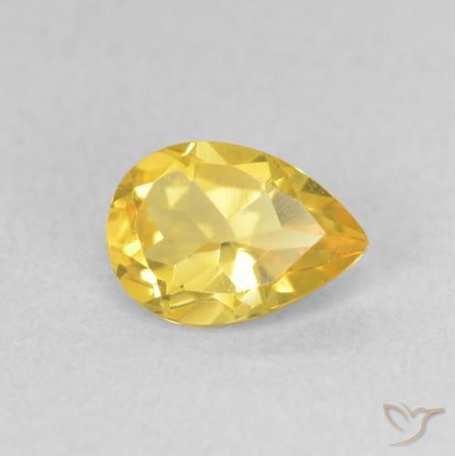 Citrino Dorado medio natural de 0.69 ct, En forma de pera, VVS-VS