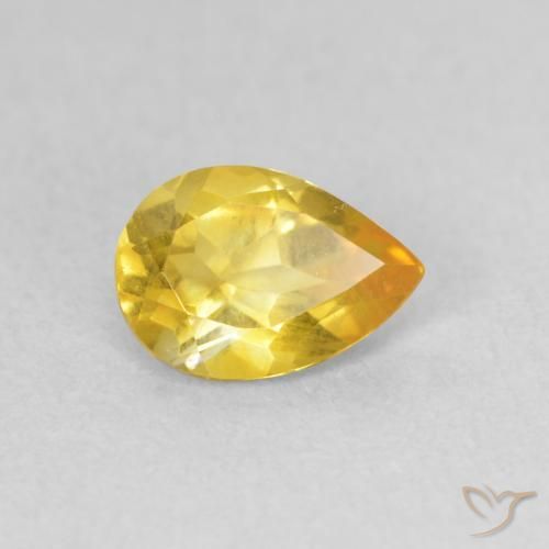 Citrino Naranja dorado natural de 0.60 ct, En forma de pera, VS