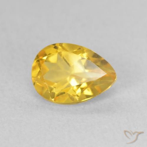 Citrino Naranja dorado natural de 0.78 ct, En forma de pera, VS