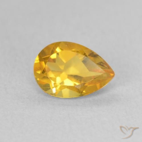 Citrino Dorado medio natural de 0.71 ct, En forma de pera, VS