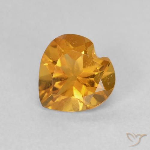 0.65ct Natural Dorado naranja oscuro Citrino, Corazón, VVS
