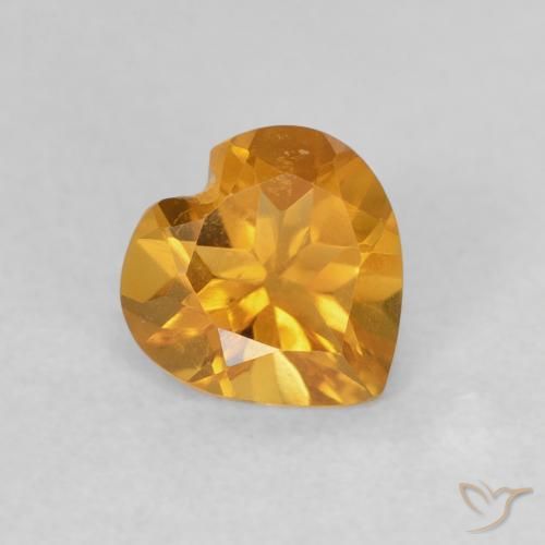 Citrino Dorado naranja oscuro natural de 0.65 ct, Corazón, VVS