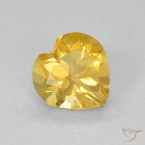 Citrino Dorado medio natural de 0.75 ct, Corazón, VVS-VS