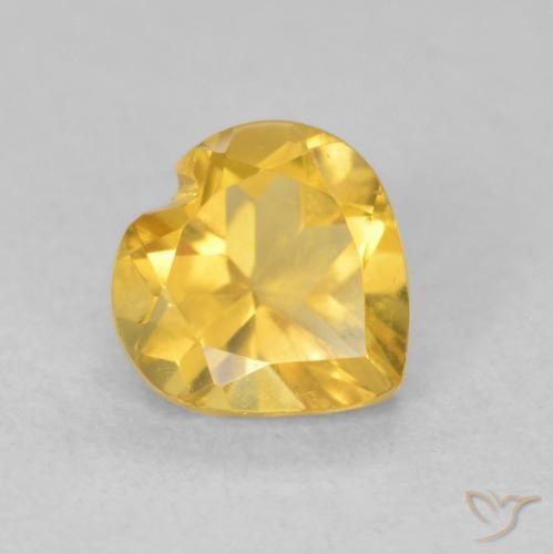 Citrino Dorado medio natural de 0.76 ct, Corazón, VVS-VS
