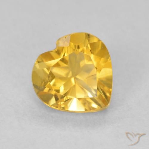 Citrino Dorado medio natural de 0.76 ct, Corazón, VVS-VS