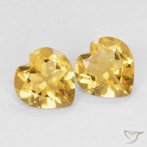 Gemas de Citrino Dorado medio natural de 1.14 ct, Corazón, VVS-VS