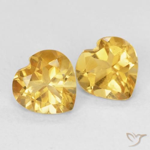 Gemas de Citrino Dorado medio natural de 1.42 ct, Corazón, VVS-VS