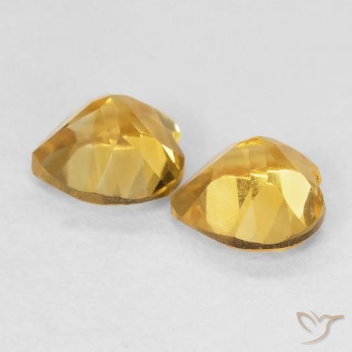 Gemas de Citrino Dorado medio natural de 1.42 ct, Corazón, VVS-VS