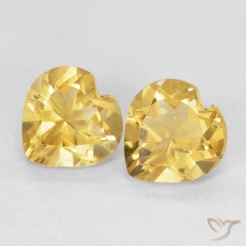 Gemas de Citrino Dorado medio natural de 1.39 ct, Corazón, VVS-VS