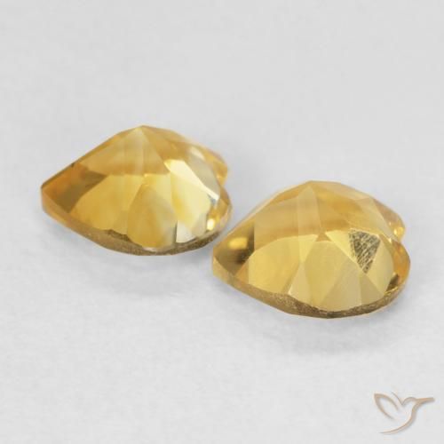 Gemas de Citrino Dorado medio natural de 1.39 ct, Corazón, VVS-VS