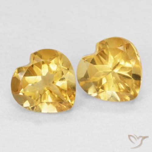 Gemas de Citrino Dorado medio natural de 1.51 ct, Corazón, VVS-VS