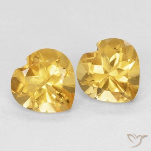 Gemas de Citrino Dorado medio natural de 1.45 ct, Corazón, VVS-VS