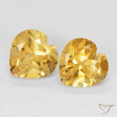 Gemas de Citrino Dorado medio natural de 1.52 ct, Corazón, VVS-VS