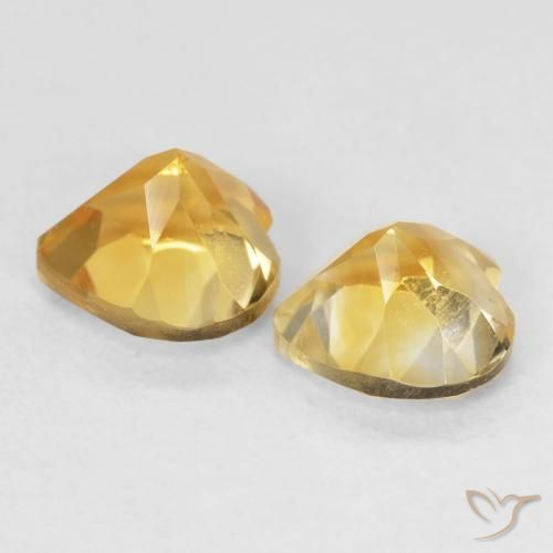 Gemas de Citrino Dorado medio natural de 1.52 ct, Corazón, VVS-VS