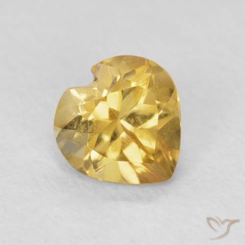 Citrino Dorado medio natural de 0.75 ct, Corazón, VVS