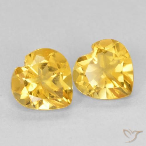 Gemas de Citrino Dorado claro natural de 1.39 ct, Corazón, VVS-VS