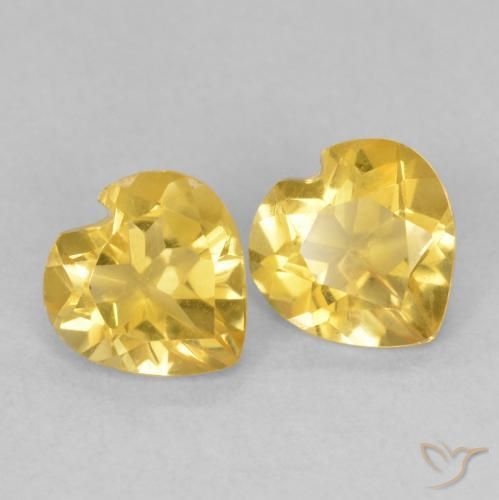 Gemas de Citrino Dorado medio natural de 1.25 ct, Corazón, VVS-VS