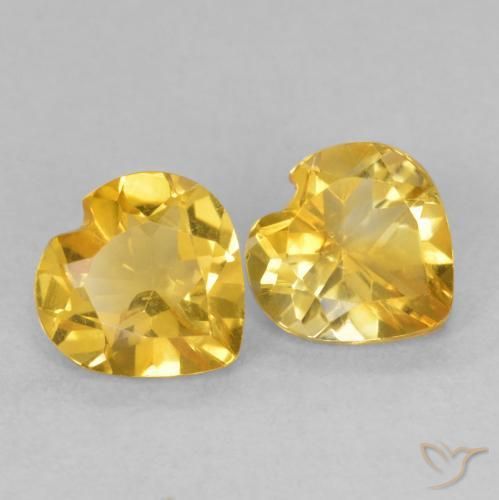 Gemas de Citrino Dorado natural de 1.30 ct, Corazón, VVS-VS