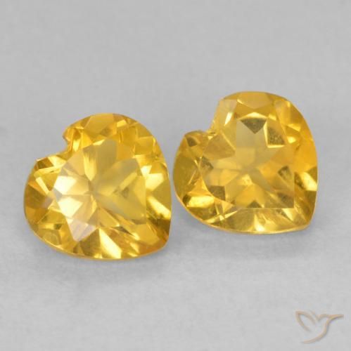 Gemas de Citrino Dorado intenso natural de 1.38 ct, Corazón, VVS-VS