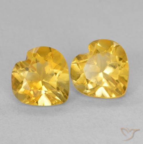 Gemas de Citrino Dorado intenso natural de 1.41 ct, Corazón, VVS-VS