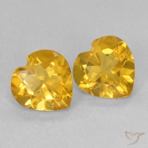Gemas de Citrino Dorado natural de 1.41 ct, Corazón, VVS-VS