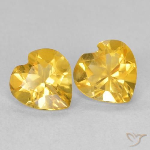 Gemas de Citrino Naranja dorado natural de 1.28 ct, Corazón, VVS-VS