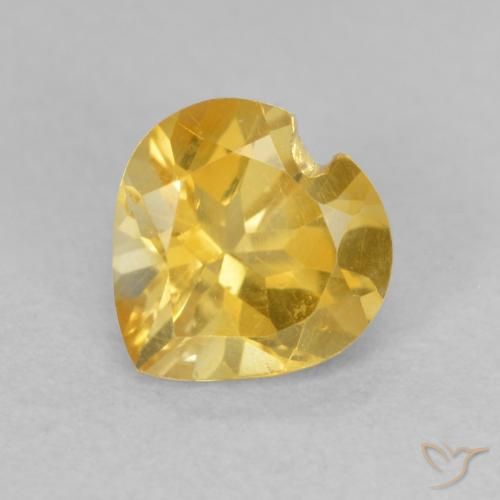 0.80ct Natural Naranja dorado Citrino, Corazón, VVS-VS