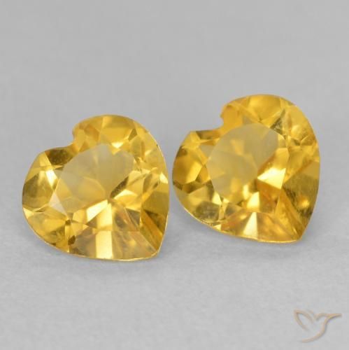 Gemas de Citrino Dorado medio natural de 1.34 ct, Corazón, VVS-VS