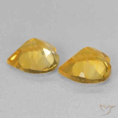 Gemas de Citrino Dorado medio natural de 1.34 ct, Corazón, VVS-VS