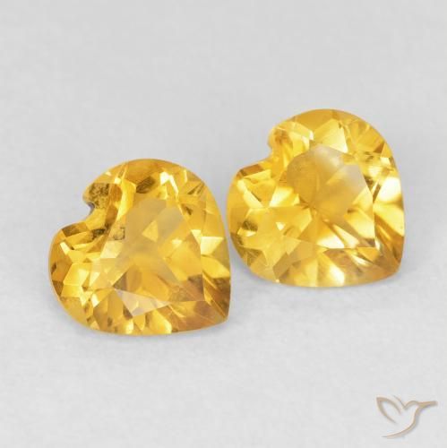 Gemas de Citrino Dorado claro natural de 1.35 ct, Corazón, VVS-VS