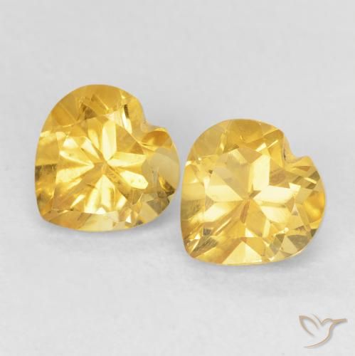 1.63ctw Natural Dorado de calidad Citrino, Corazón, VVS-VS