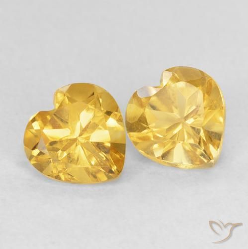 Gemas de Citrino Dorado medio natural de 1.51 ct, Corazón, VVS-VS