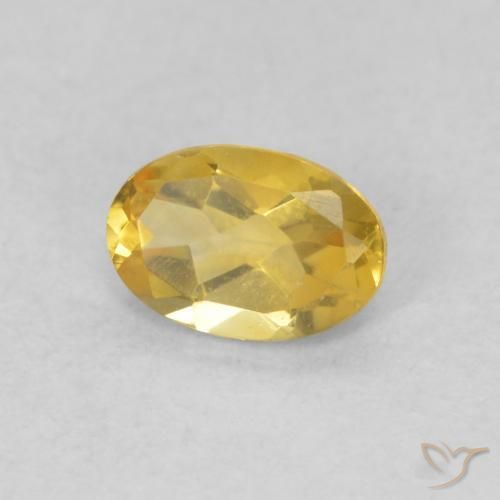 Citrino Dorado medio natural de 0.37 ct, Ovalada, VVS-VS