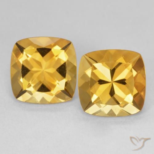 7.37ctw Natural Naranja dorado intenso Citrino, Forma Cojín, VVS