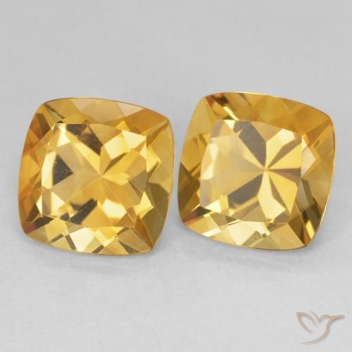 Gemas de Citrino Naranja dorado intenso natural de 7.37 ct, Forma Cojín, VVS