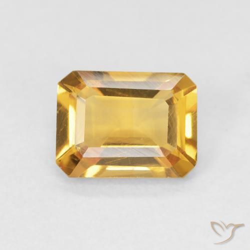 1.30ct Natural Dorado naranja Citrino, corte esmeralda, VVS