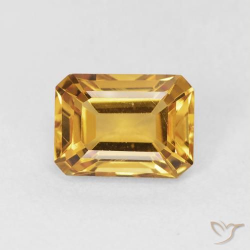 1.52ct Natural Dorado-naranja medio Citrino, corte esmeralda, VVS-VS