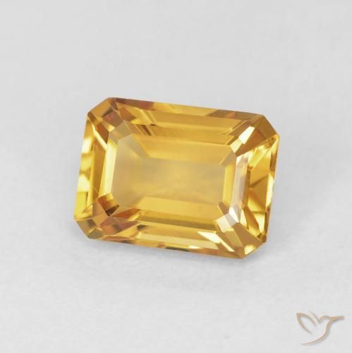 Citrino Dorado-naranja medio natural de 1.52 ct, Corte Octágono / Esmeralda, VVS-VS