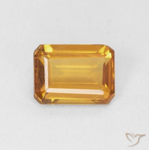 1.18ct Natural Dorado naranja Citrino, corte esmeralda, VS