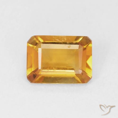 1.16ct Natural Dorado naranja Citrino, corte esmeralda, VS
