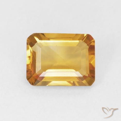 1.42ct Natural Dorado-naranja medio Citrino, corte esmeralda, VVS-VS