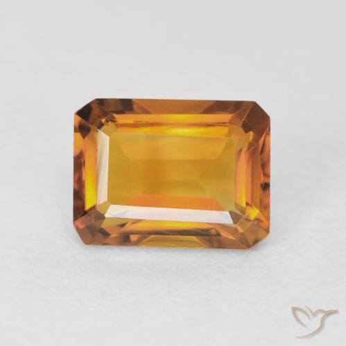 1.68ct Natural Dorado naranja intenso Citrino, corte esmeralda, VVS
