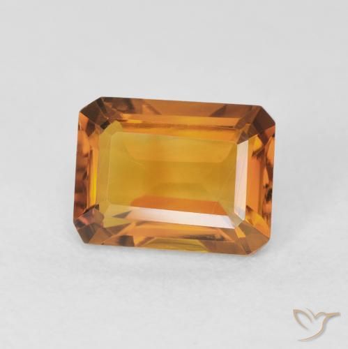 Citrino Dorado naranja intenso natural de 1.68 ct, Corte Octágono / Esmeralda, VVS