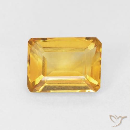 1.55ct Natural Naranja dorado Citrino, corte esmeralda, VVS