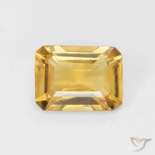 1.37ct Natural Dorado intenso Citrino, corte esmeralda, VVS